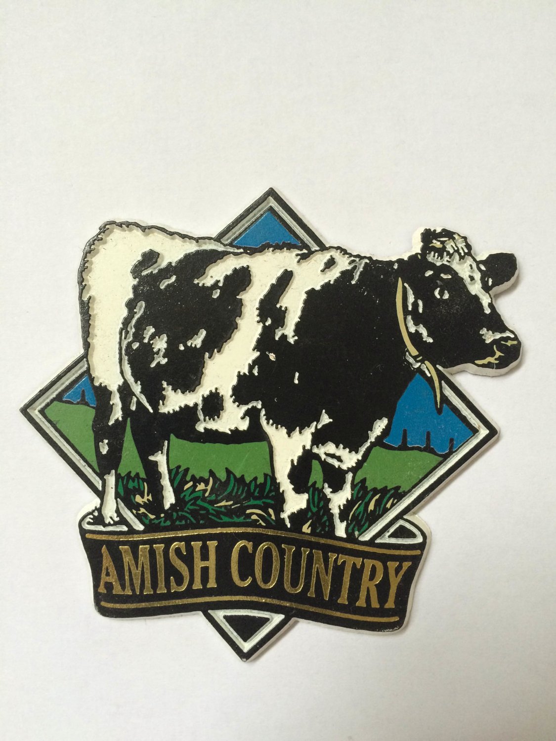 Amish Country Cow Refrigerator Fridge Magnet Black & White 3 Inches