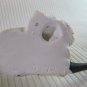 Vintage Bisque Porcelain Handpainted Figurine Woman Reclining Fancy Lace Dress & Hat Foot Raised