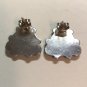 Vintage Artisan Blue Turquoise Pierced Earrings Six Stones Set Pyramid Design in 925 Silver .625 in