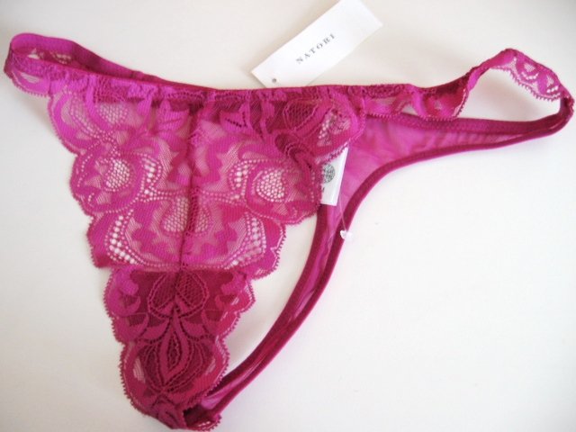 A0468 Natori Luxury Embroidered Stretch Sheer Shimmering Lace Thong