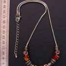 Bronze Slip Lampwork and Carved Charms Necklace,20.3"