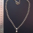 Sparkling Silver Three-Rhineston Necklace,17.3"
