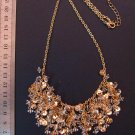 Unique Sparkling Gold Rhinestone Lappet Necklace, 20.3"