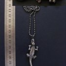 Unique Long Black Crocodile Pendant Necklace, 29.5"
