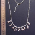 Letter A & Horses Charms Silver Necklace