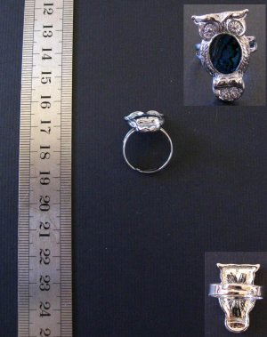 Adjustable Size Silver Owl Shell Ring