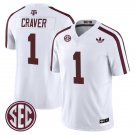 Mario Craver Jersey #1 Texas A&M Aggies 2025 Vapor Limited V2 - All Stitched White