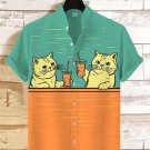 Men's Cocktail Cheers Vintage Style Illustration Print Linen Blend Shirt