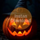 Halloween Jack-O’-Lantern with Witch Hat – Digital Pumpkin Artwork