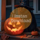 Mystical Black Cat and Jack-o’-Lantern – Witchy Halloween Wall Poster
