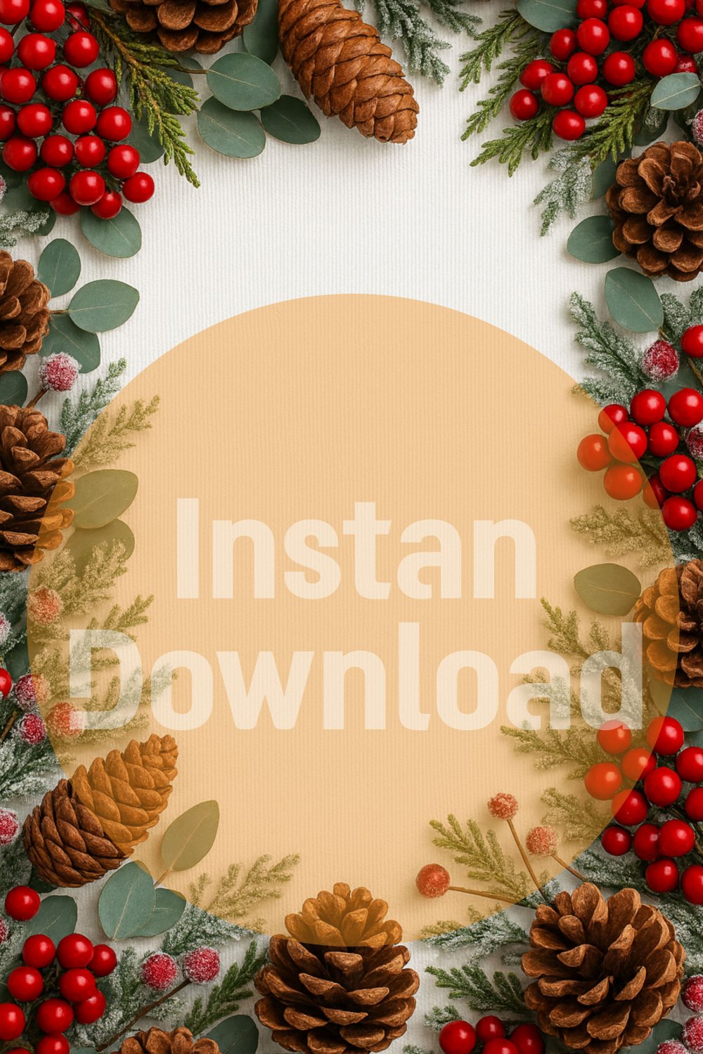Christmas Background &acirc;�� Pinecones & Red Berries Festive Backdrop