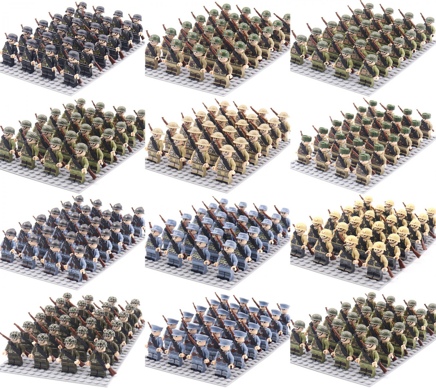 264pcs WW2 Periods 7 Countries Army Set Collectible Minifigures Set