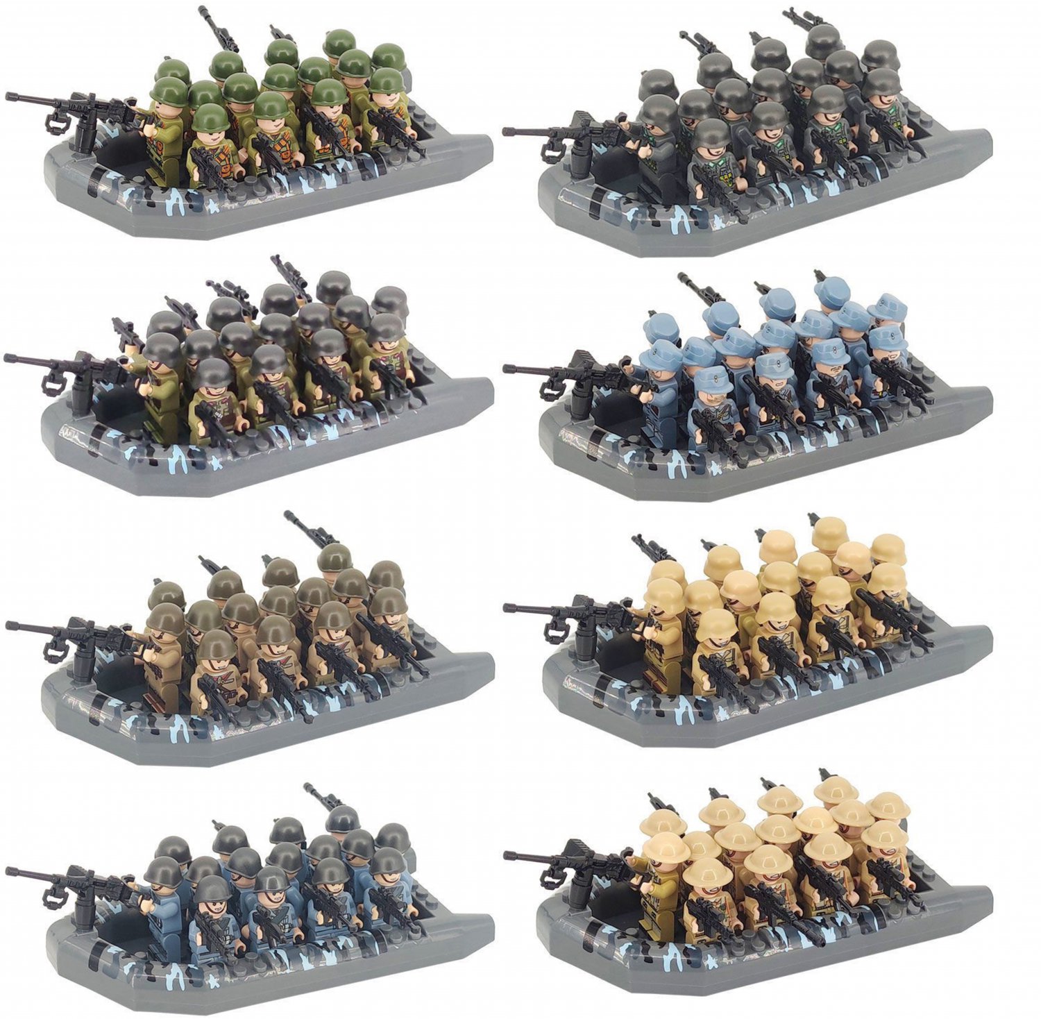 120pcs Amphibious Landing Boat Minifigures Army Set 8 Variants