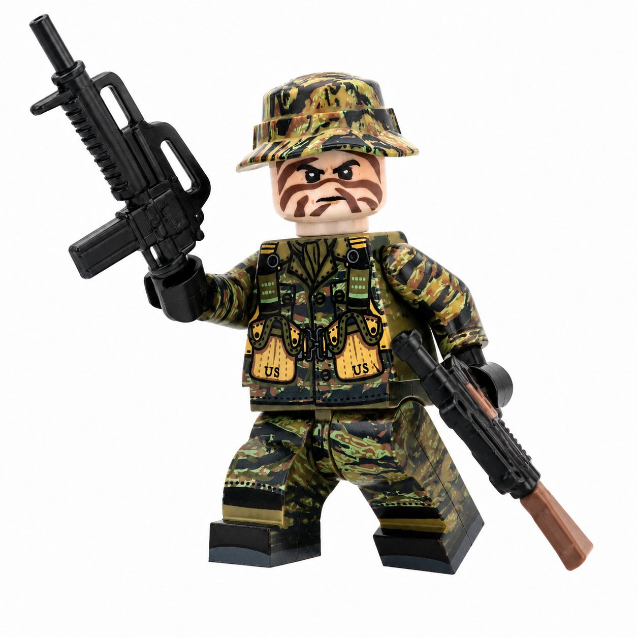 1pc Vietnam War US Tiger Stripe Grunt with Shotgun Minifigure