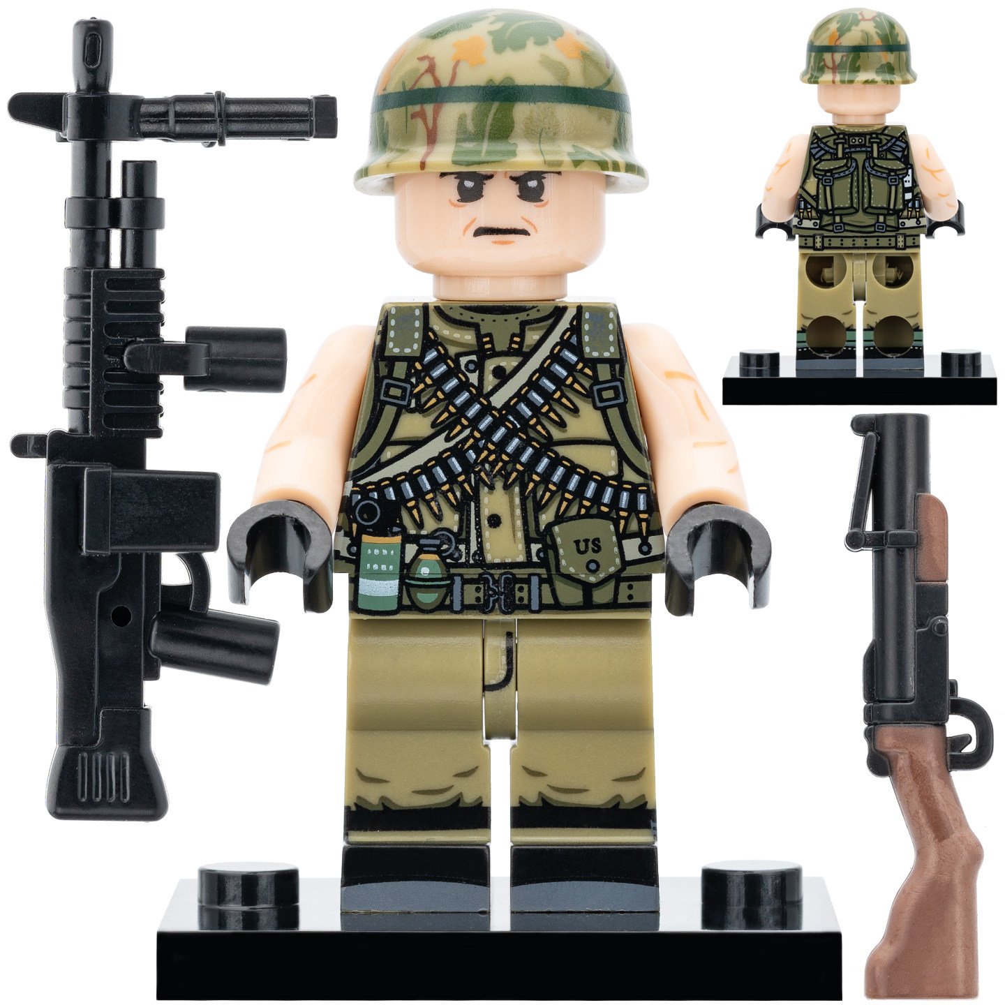 1pc Vietnam War US Helmeted Grunt with Shotgun Minifigure