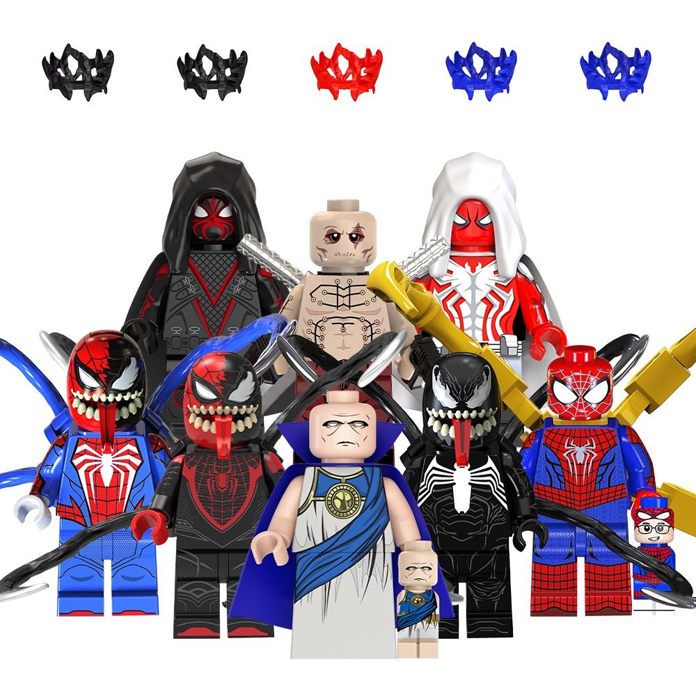8pc Spider Man Venom Deadpool Custom Minifigure Set