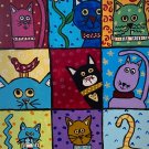 Nine cartoon cats