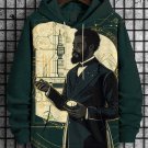 Men's Knowledgeable Black Scientist Art Print Hooded Sweatshirt