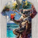 Men's Koala Drinking Cocktails In The Trees Tropical Art Print Shirt