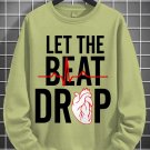 Men's Let The Beat Drop Heartbeat Graphic Print Cotton Long Sleeve T-Shirt Thin Sweatshirt