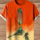 Men's Science Fiction Magical Sunset Desert Art Print Cotton And Linen T-Shirt