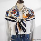 New printing small square scarf silk scarf female twill 90cm square scarf colorful simulation silk r