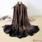 New retro leopard print long silk scarf female spring and summer printing temperament silk scarf sim