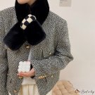 Plush scarf plaid cross scarf female wool scarf thickening warm plush scarf imitation rabbit fur