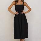 Elegant Sexy Backless Spaghetti Strap Women Midi Dress