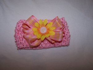 Pink/Yellow Bow Headband