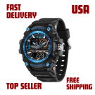 Men's G Shock watches Multifunction Sports Waterproof Military Outdoor Stopwatch Blue New