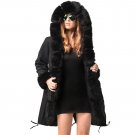 Big Size XXL Women Parka Faux Fur Hooded Winter Fur Jacket Ladies Three-quarter Coat