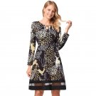 Christmas Cartoon Reindeer Print Mesh Dress Autumn Winter 2018 Long Sleeve Women's Clothing