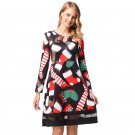 Christmas Socks Print Mini Dress 2018 Autumn Winter Long Sleeve Women's Streetwear