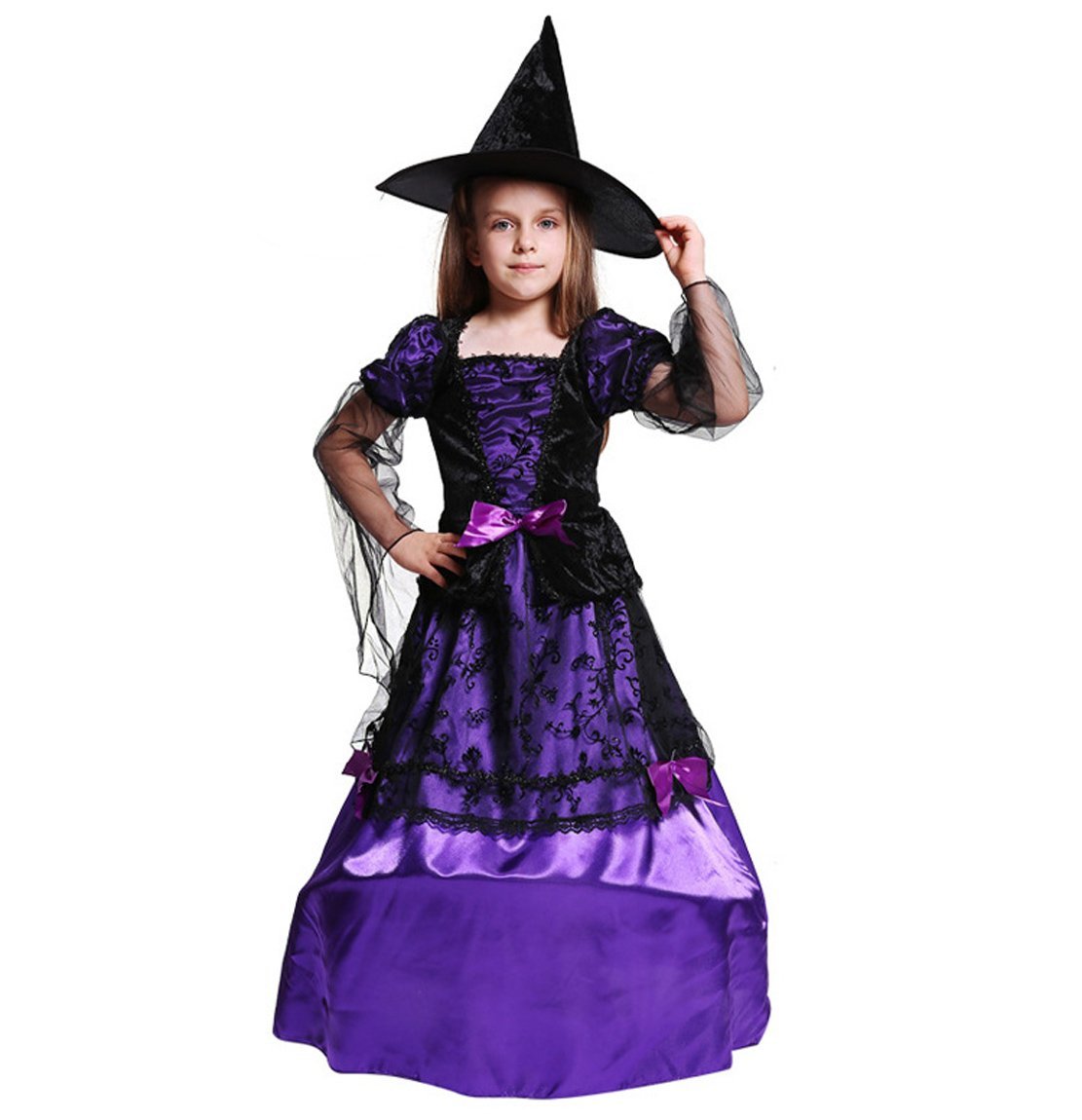 Girl Witch Fancy Dress Children Halloween Cosplay Costume Magic Devil Stage Performance Uniform
