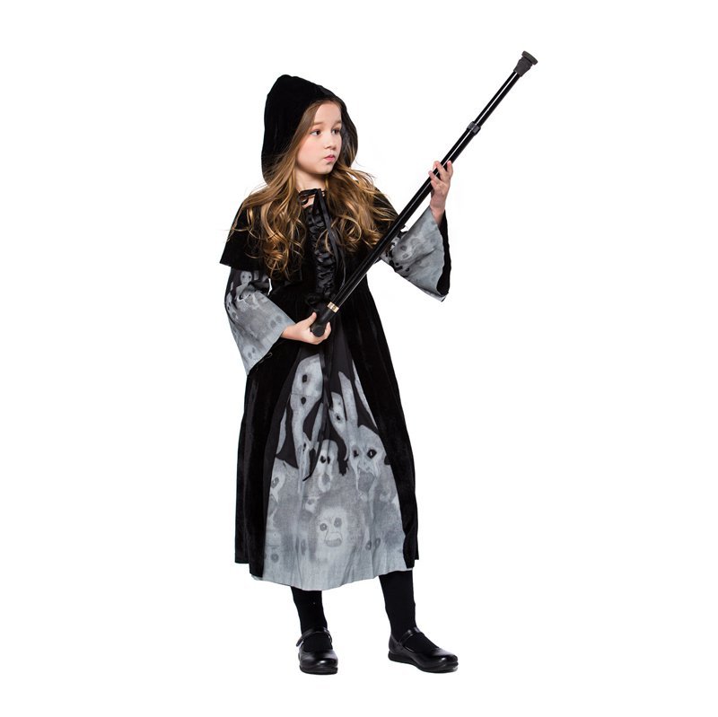 Girls Luminous Skeleton Print Fancy Dress Children Halloween Stage Performance Costumes