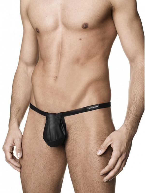 Good Quality Men Panties Faux Leather Black Sexy Man Lingerie G-string W850566