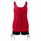 Loose Lantern Tankini Set For Women Solid Color Female Plus Size Swimwear PQ2412