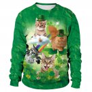 Ladies Green St. Patrick's Hoodies Miss Cat Leprechaun Coat Sweatshirts Women Shamrocks Clothing