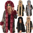 Large Size Fur Three-quarter Coat Hooded Dust Coat Camouflage Jacket Winter Women's Trench Coats