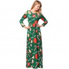 Merry Christmas Green Pine Printing Maxi Dresses Xmas Casual Streetwear
