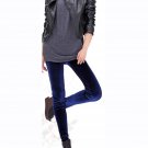 Mid Waist Capris Sexy Girl Deep Blue Cute Leggings wl131