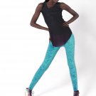 Mid Waist Lady Beauty Solid Blue Color Cute Winter Leggings wl8320