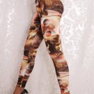 Mid Waist Sexy Heart-shape Yellow Planet Fashion Lady Beauty Galaxy Cute Leggings wl042