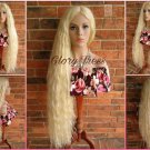 Extra Long Wavy Lace Part Wig: 613 Blonde, Human Hair Blend, Halloween Cosplay – NILE