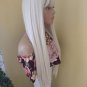 30" China Bangs Full Straight Wig, #60 White Platinum Blonde Human Blend Wig, Glory Tress - CRYSTAL