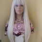 30" China Bangs Full Straight Wig, #60 White Platinum Blonde Human Blend Wig, Glory Tress - CRYSTAL