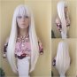 30" China Bangs Full Straight Wig, #60 White Platinum Blonde Human Blend Wig, Glory Tress - CRYSTAL