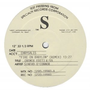 Sinead O'Connor - Fire on Babylon 2 mixes US DJ 12"