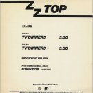 ZZ Top Tv Dinners 1 track Us Dj 12"